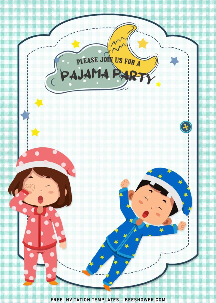 7+ Pajama Party Birthday Invitation Templates with cute children in pajama