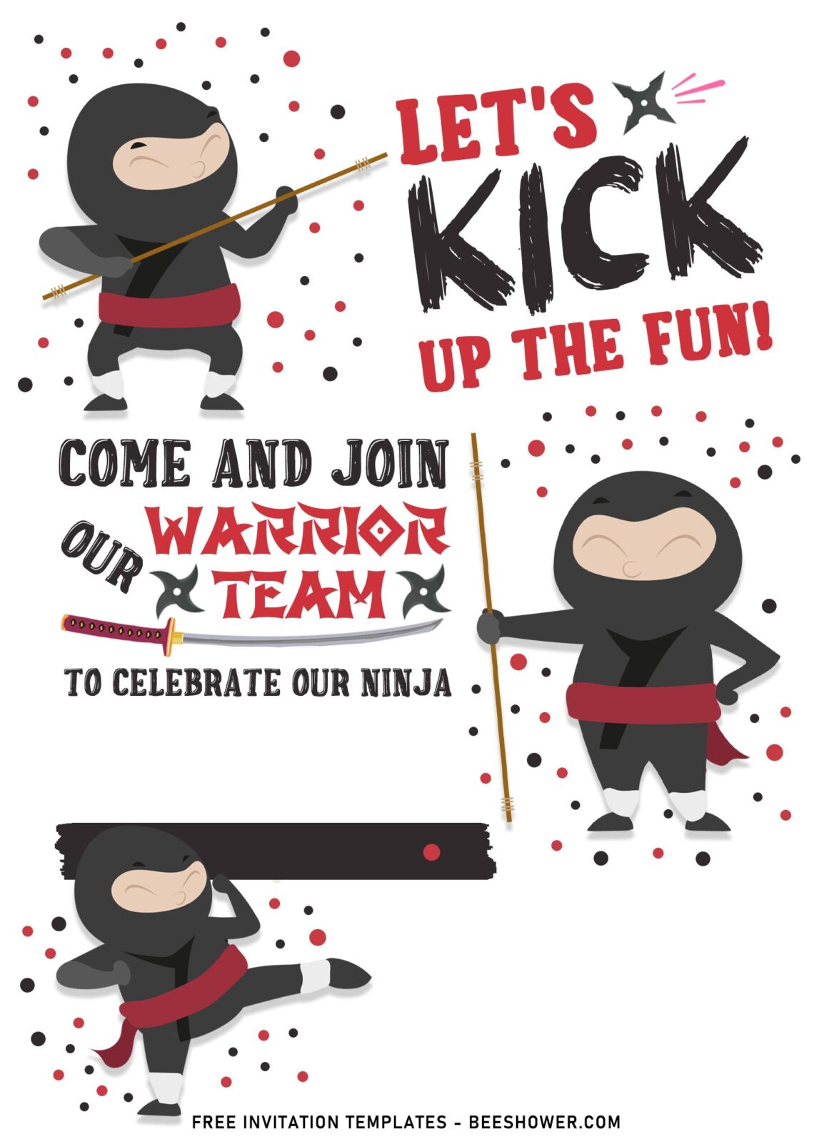 7-epic-samurai-ninja-girl-birthday-invitation-templates-free
