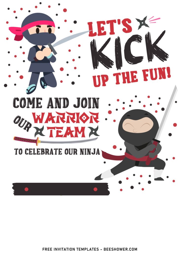 7+ Cool Ninja Theme Birthday Invitation Templates For Boys with white background