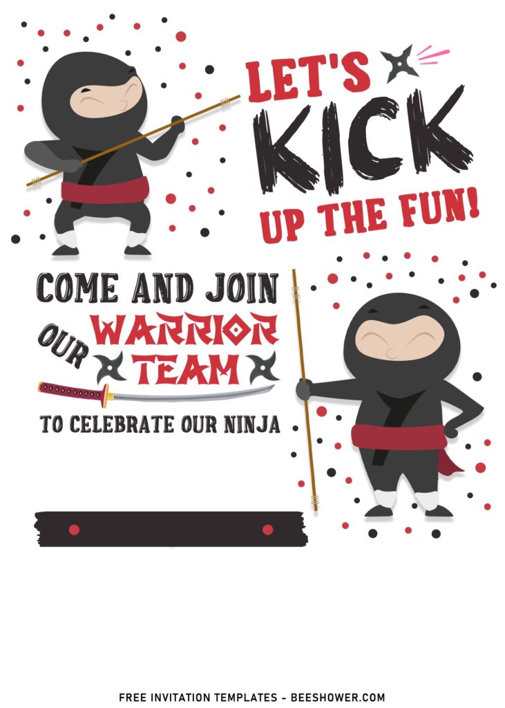 7+ Cool Ninja Theme Birthday Invitation Templates For Boys with ninja kunai