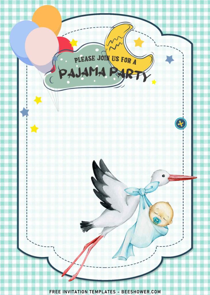 7+ Pajama Party Birthday Invitation Templates with adorable bird is holding the baby