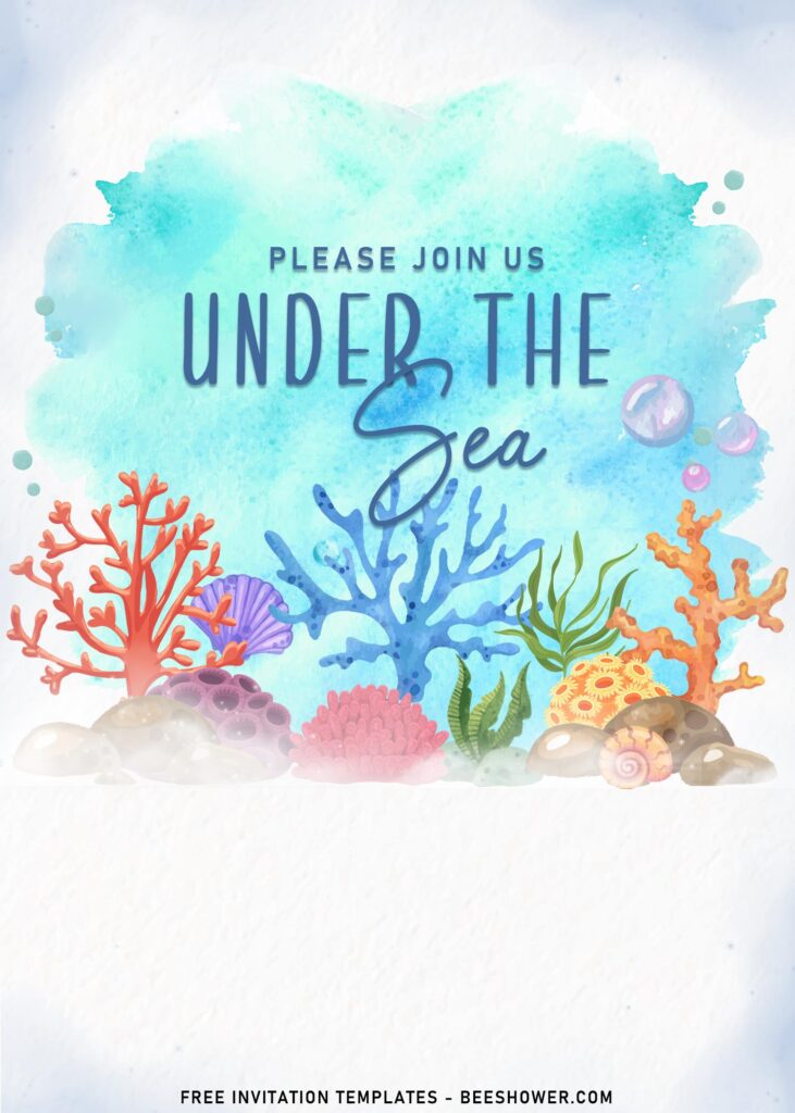 7+ Under The Sea Themed Birthday Invitation Templates With Mermaid with gorgeous sea floor
