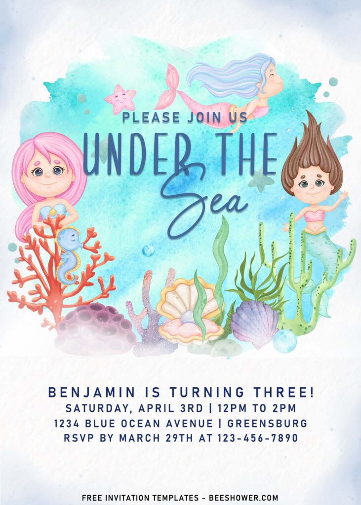 7+ Under The Sea Themed Birthday Invitation Templates With Mermaid