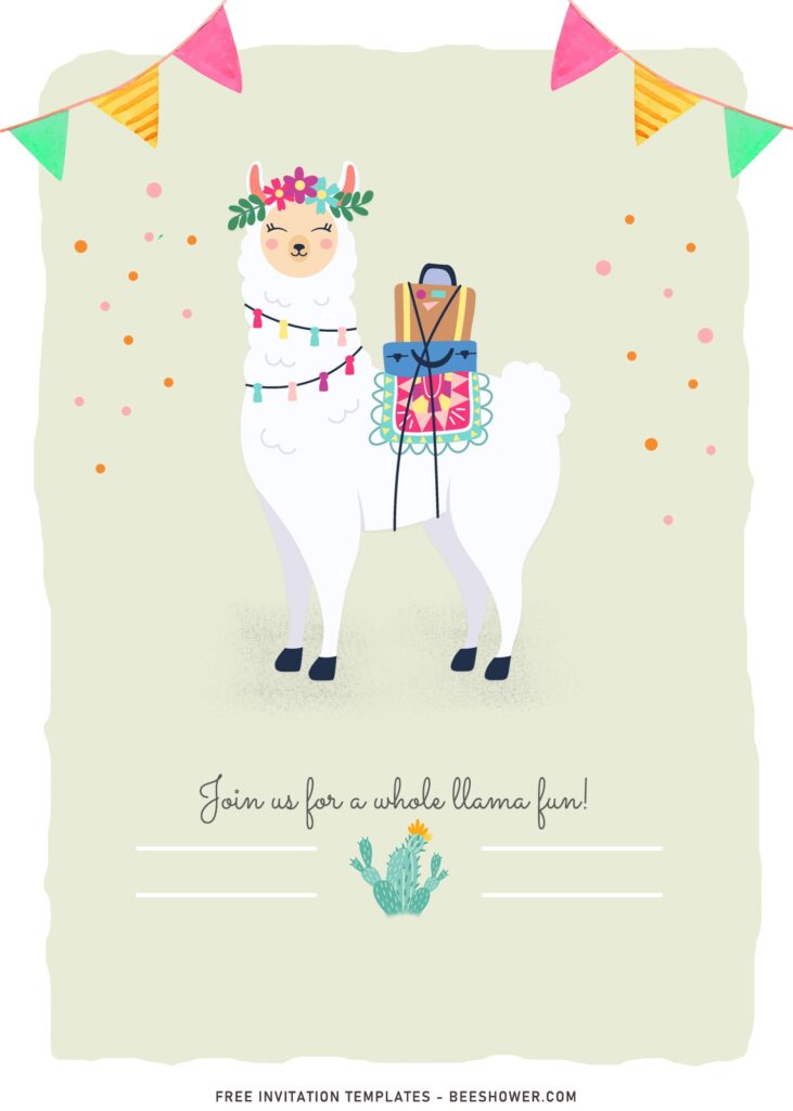 8+ Whole Llama Fun Baby Shower Invitation Templates with peach background