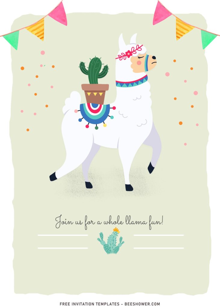 8+ Whole Llama Fun Baby Shower Invitation Templates with colorful garland