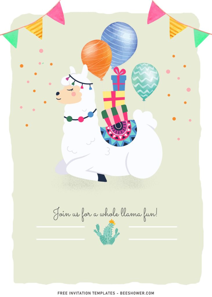 8+ Whole Llama Fun Baby Shower Invitation Templates with watercolor balloons