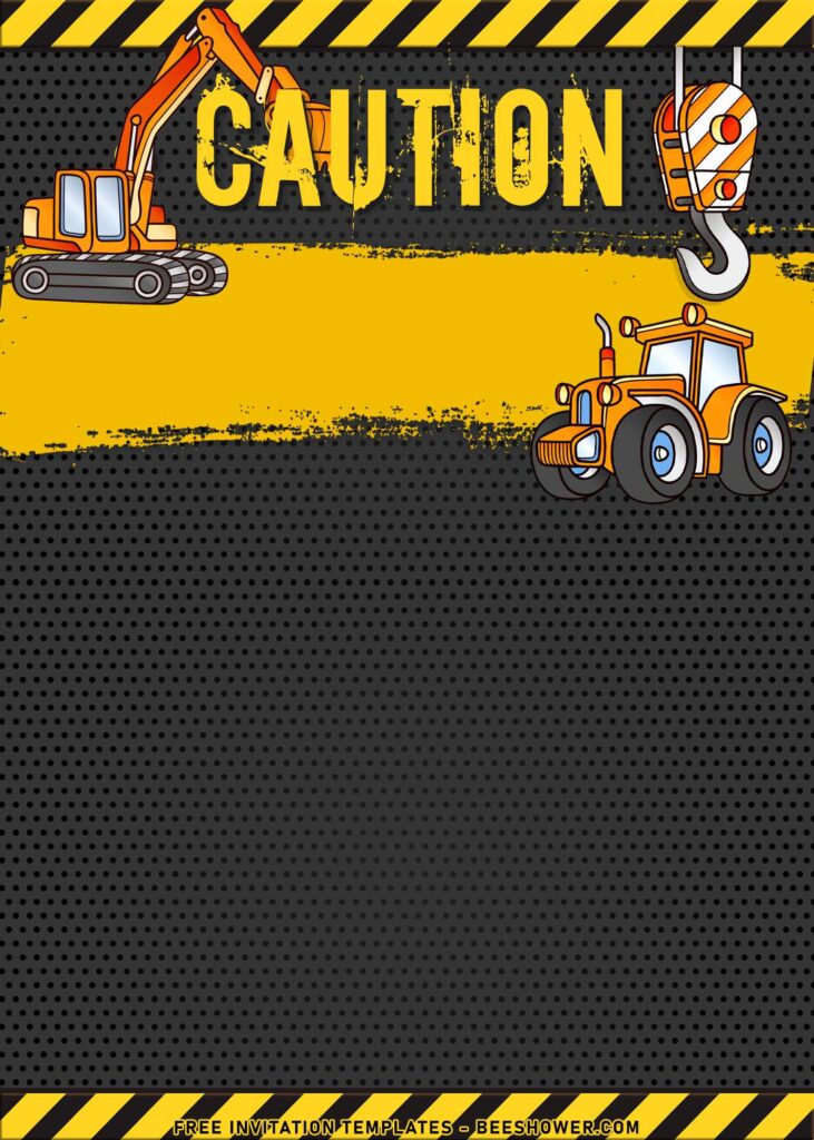 8+ Awesome Construction Baby Shower Invitation Templates with excavator