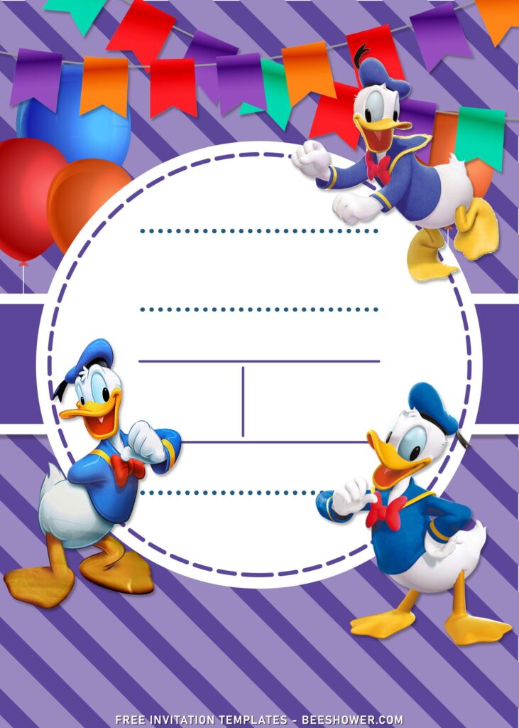 8 Cartoon Donald Duck Birthday Invitation Templates For Kids Birthday Of All Ages - Downloadable 8+ Cute Donald Duck Baby Shower Invitation Templates - Template No. 26