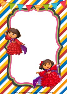 8+ Dora The Explorer Birthday Invitation Templates For Your Kid’s Birthday with Dora in red dress
