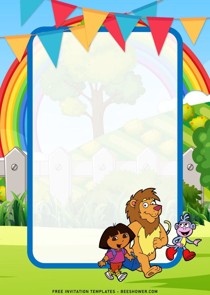 10+ Dora And Friends Birthday Invitation Templates with Dora and lion