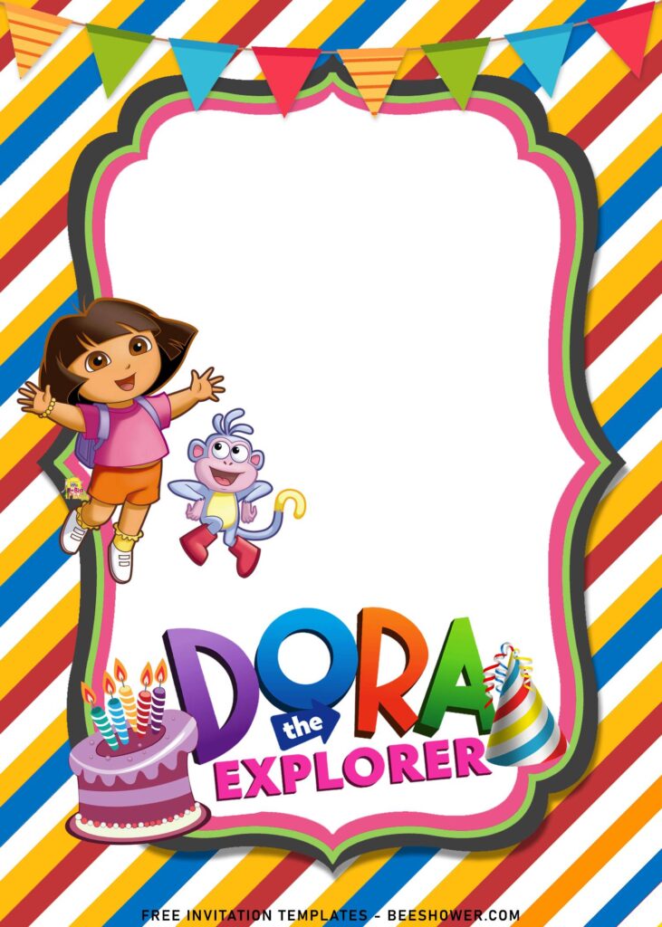 8+ Dora The Explorer Birthday Invitation Templates For Your Kid’s Birthday with birthday Cake