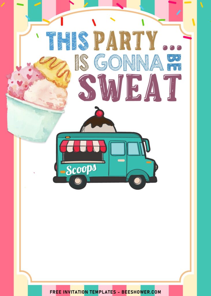 8+ Sweet Treats Birthday Invitation Templates with ice cream van