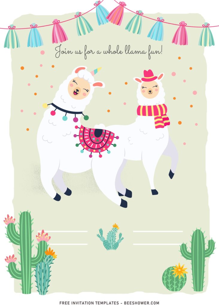 8+ Whole Llama Fun Baby Shower Invitation Templates with cute fiesta Cactus