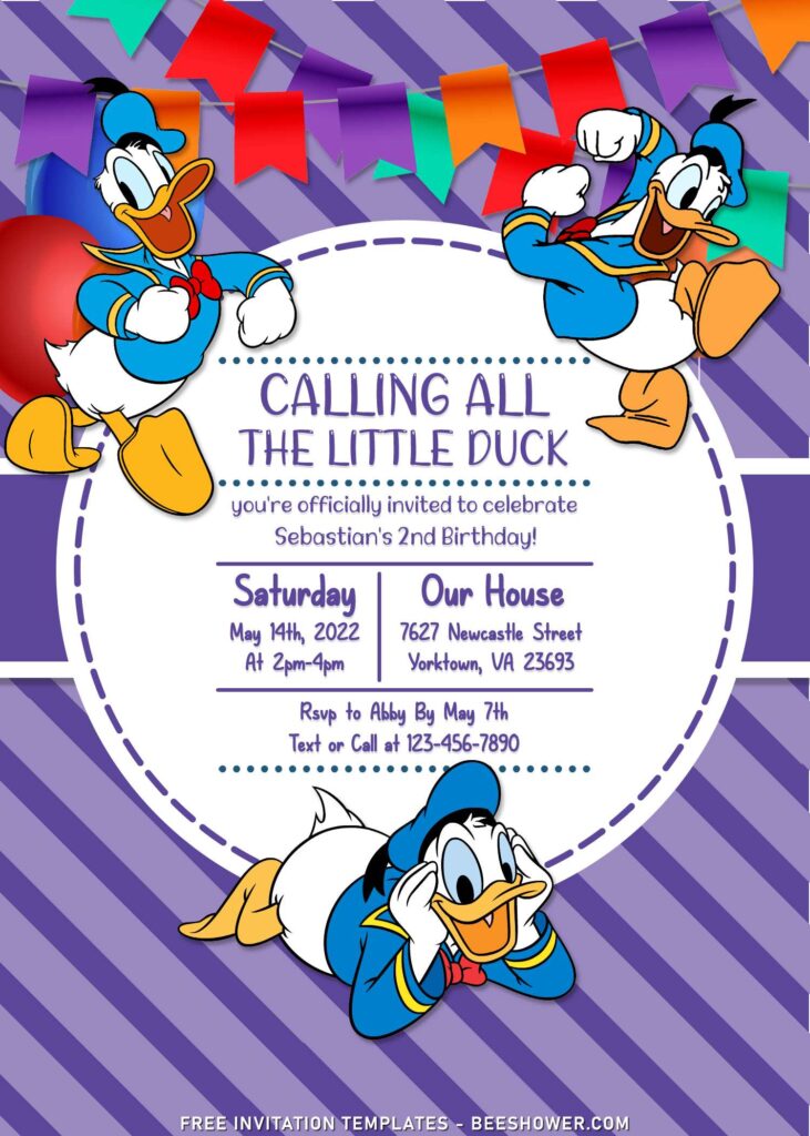 8+ Cute Donald Duck Baby Shower Invitation Templates