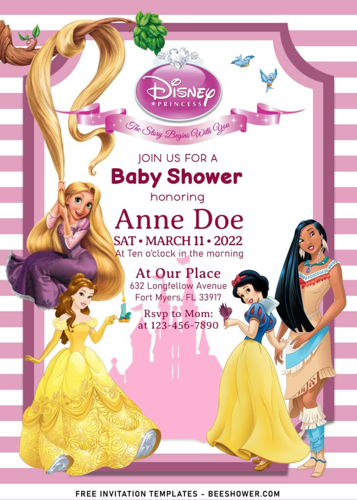 8+ Royal Disney Princess Baby Shower Invitation Templates