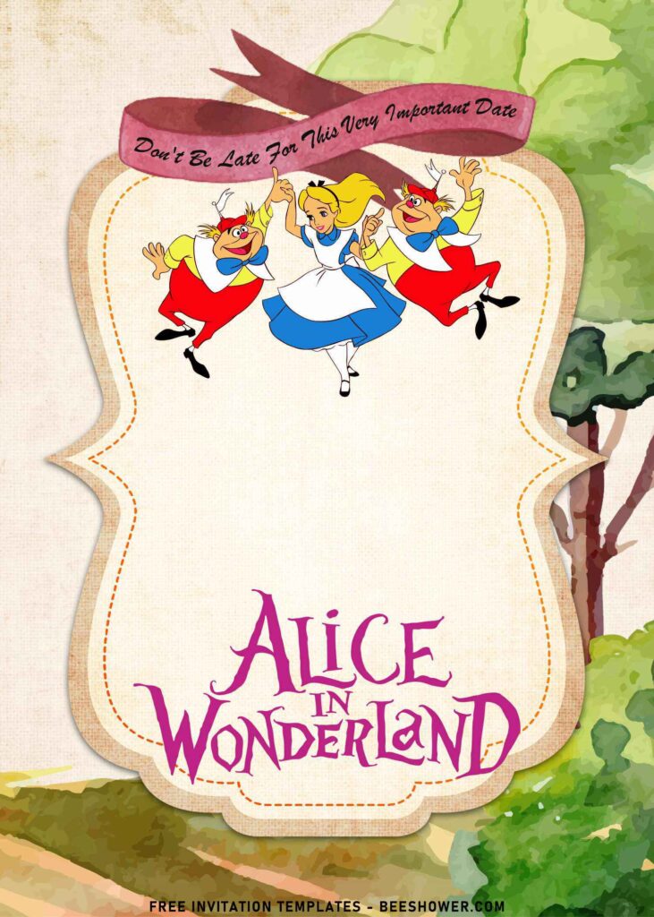 8+ Watercolor Alice In Wonderland Baby Shower Invitation Templates with Alice is playing with her friends