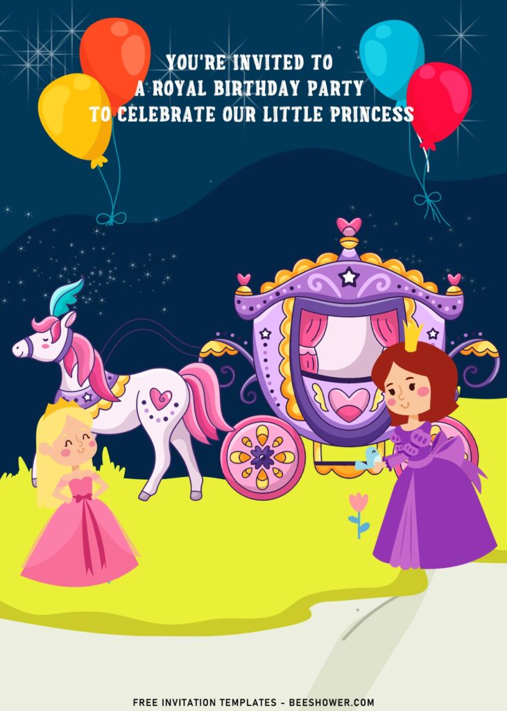 9+ Adorable Royal Princess And Carriage Birthday Invitation Templates with adorable princess carriage