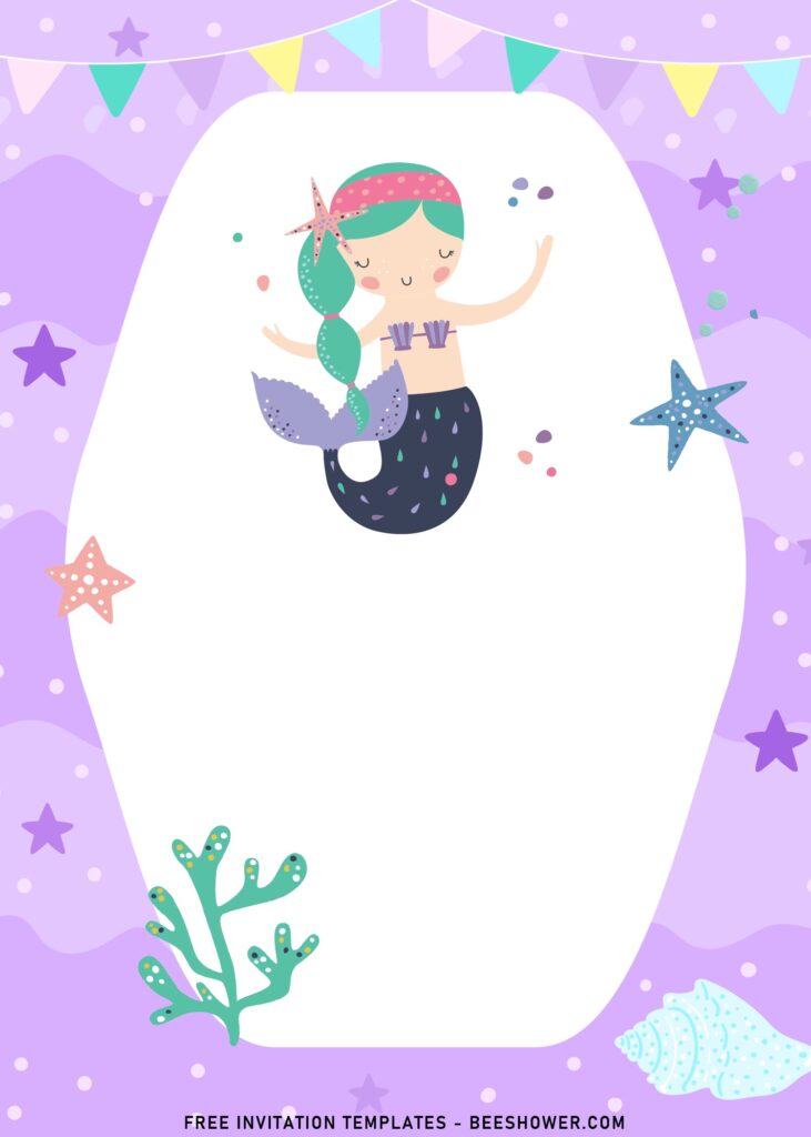 9+ Mermaid And Friends Baby Shower Invitation Templates with Watercolor Mermaid