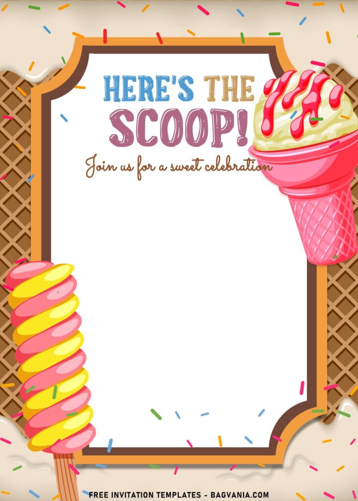 9+ Ice Cream Party Invitation Templates For Kids with colorful twister ice cream