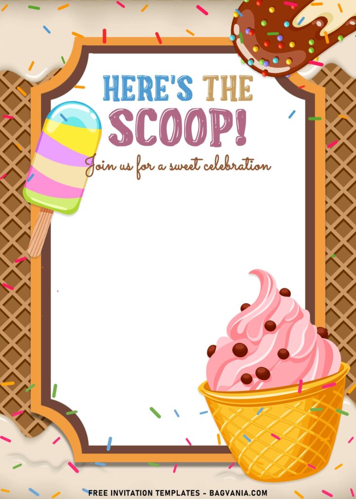 9+ Ice Cream Party Invitation Templates For Kids with strawberry sundae ice cream