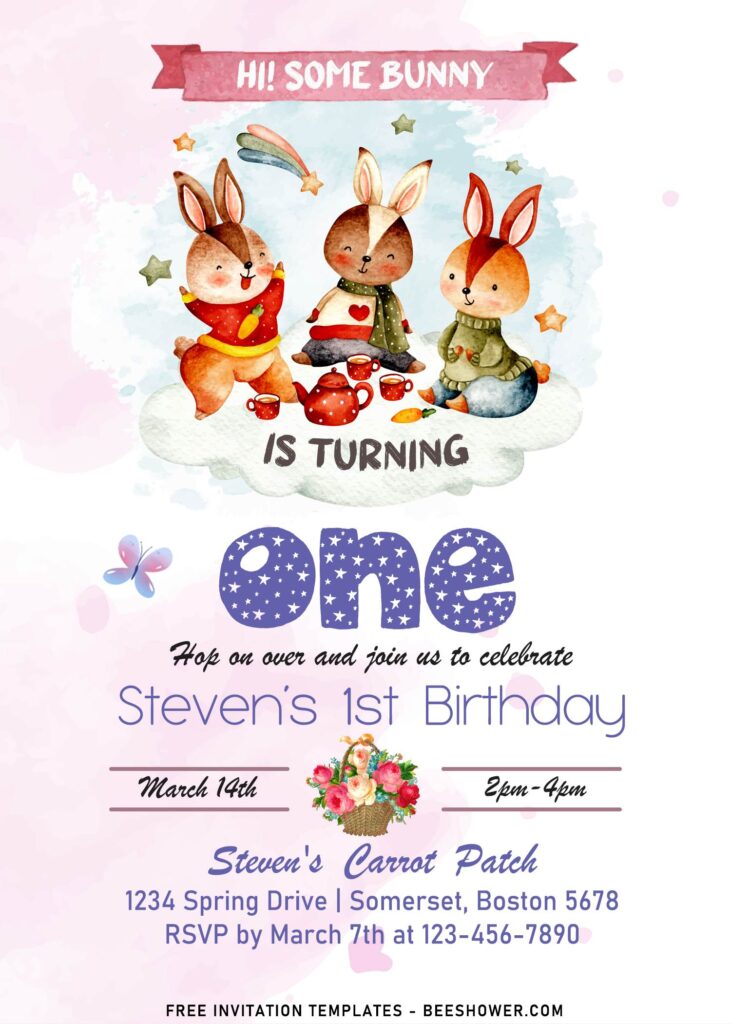 9+ Watercolor Some Bunny Baby Shower Invitation Templates