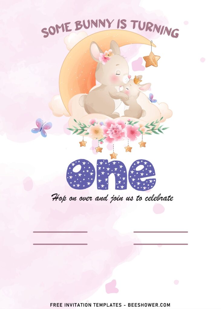 9+ Watercolor Some Bunny Baby Shower Invitation Templates with watercolor stars
