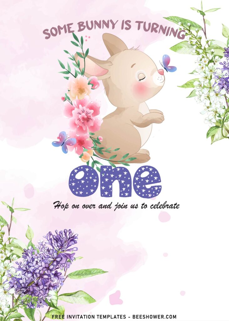 9+ Watercolor Some Bunny Baby Shower Invitation Templates with cute bunny and lavender