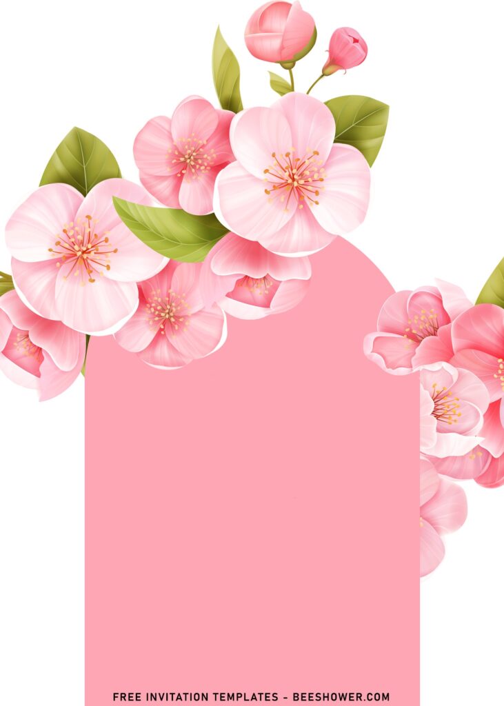 10+ Pretty Pink Cherry Blossom Girls Birthday Invitation Templates with pink Sakura