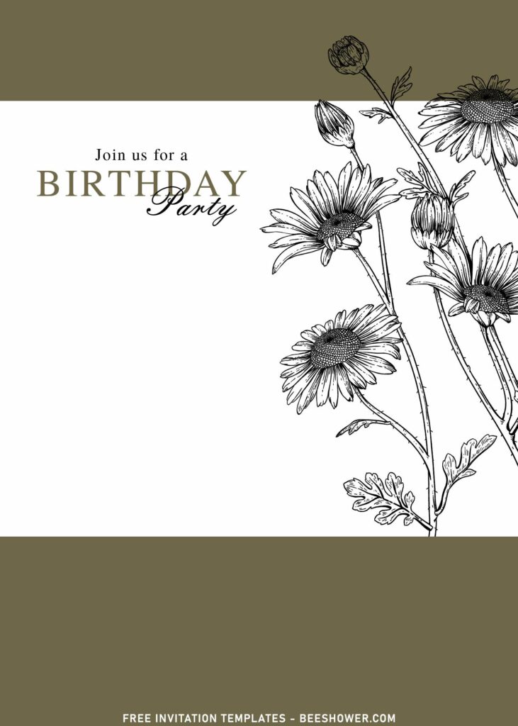 10+ Modern Floral And Greenery Birthday Invitation Templates with coneflowers