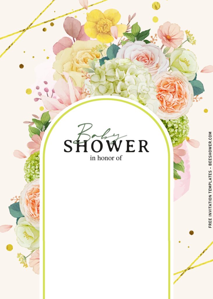 10+ Gorgeous Watercolor Peach Roses Baby Shower Invitation Templates with beautiful Daisy