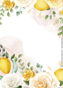11+ Lemon Wreath Baby Shower Invitation Templates with beautiful white roses