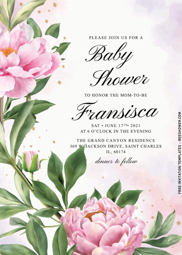 11+ Bouquet Of Peonies Baby Shower Invitation Templates