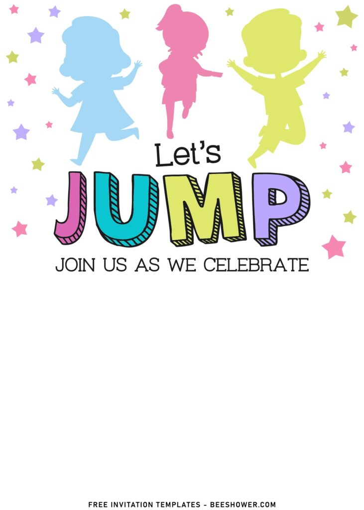 10+ Let’s Jump Party Invitation Templates For Your Kids Next Bash with solid white background