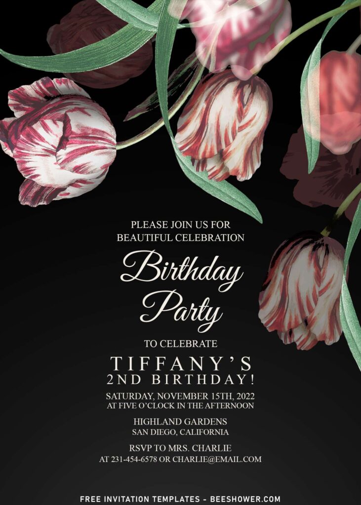 7+ Dark Moody Floral Birthday Invitation Templates