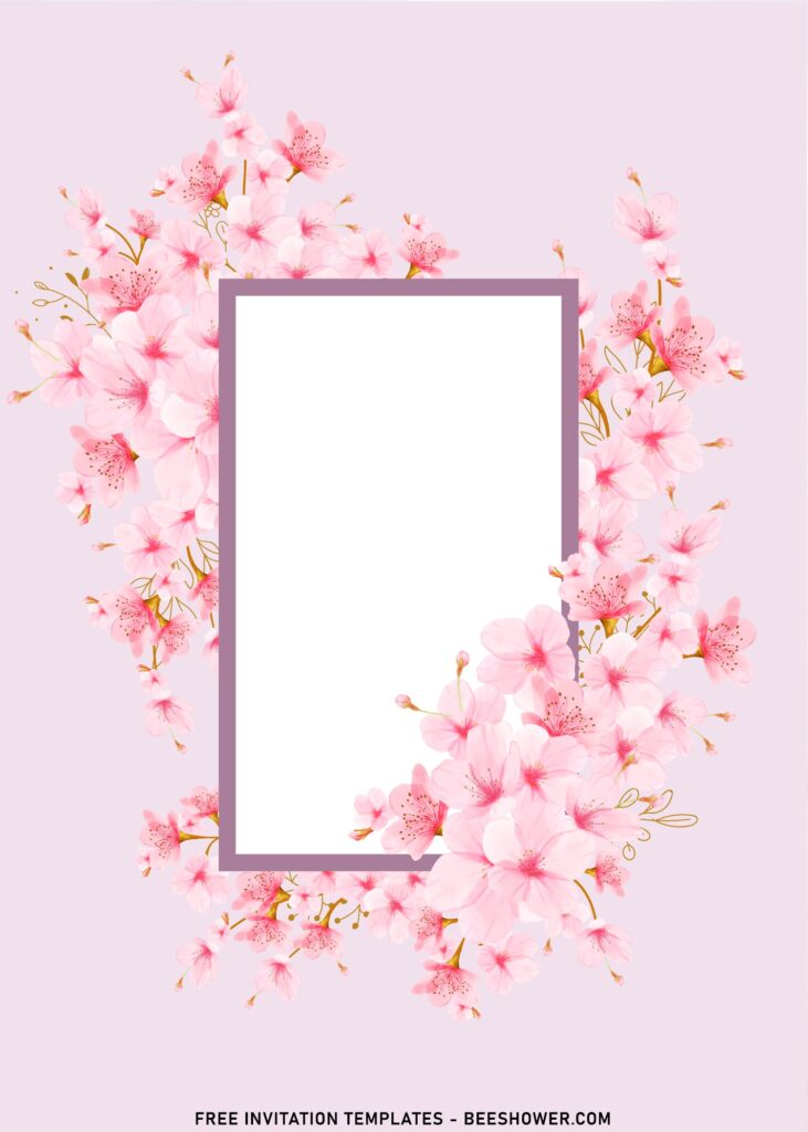 7+ Modern Fashion Japanese Sakura Birthday Invitation Templates with enchanting floral frame
