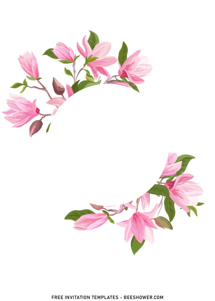 7+ Elegant Magnolia Girls Birthday Invitation Templates with lovely pink floral magnolia wreath