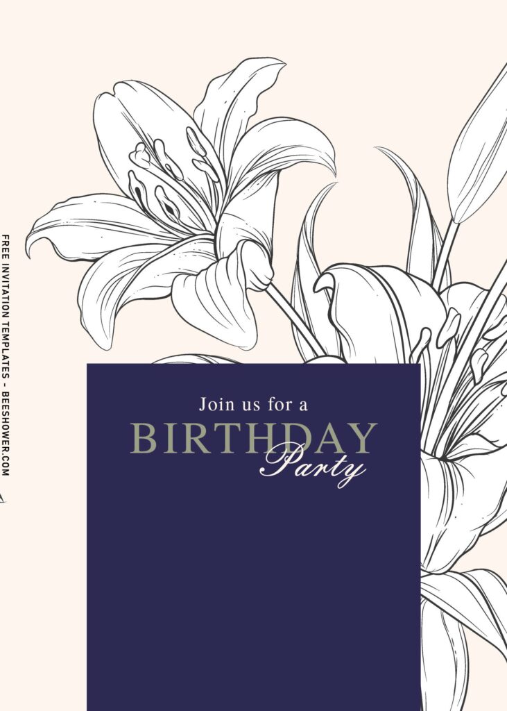 8+ Minimalist Floral Line Art Birthday Invitation Templates with hand drawn magnolia