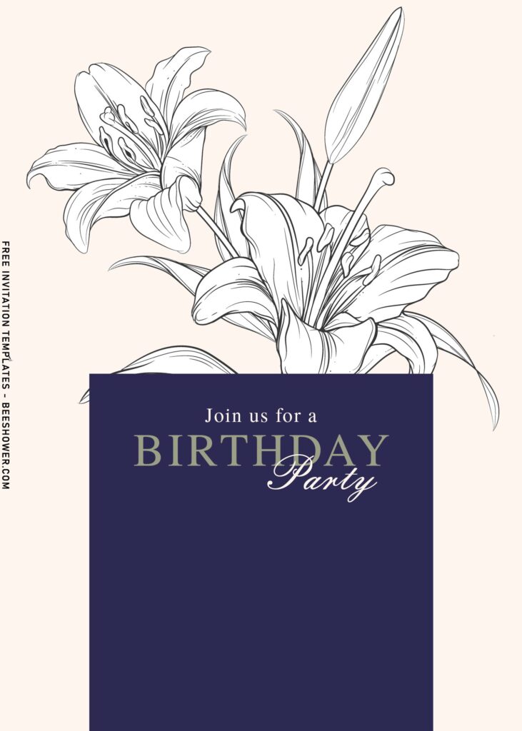 8+ Minimalist Floral Line Art Birthday Invitation Templates with tulip
