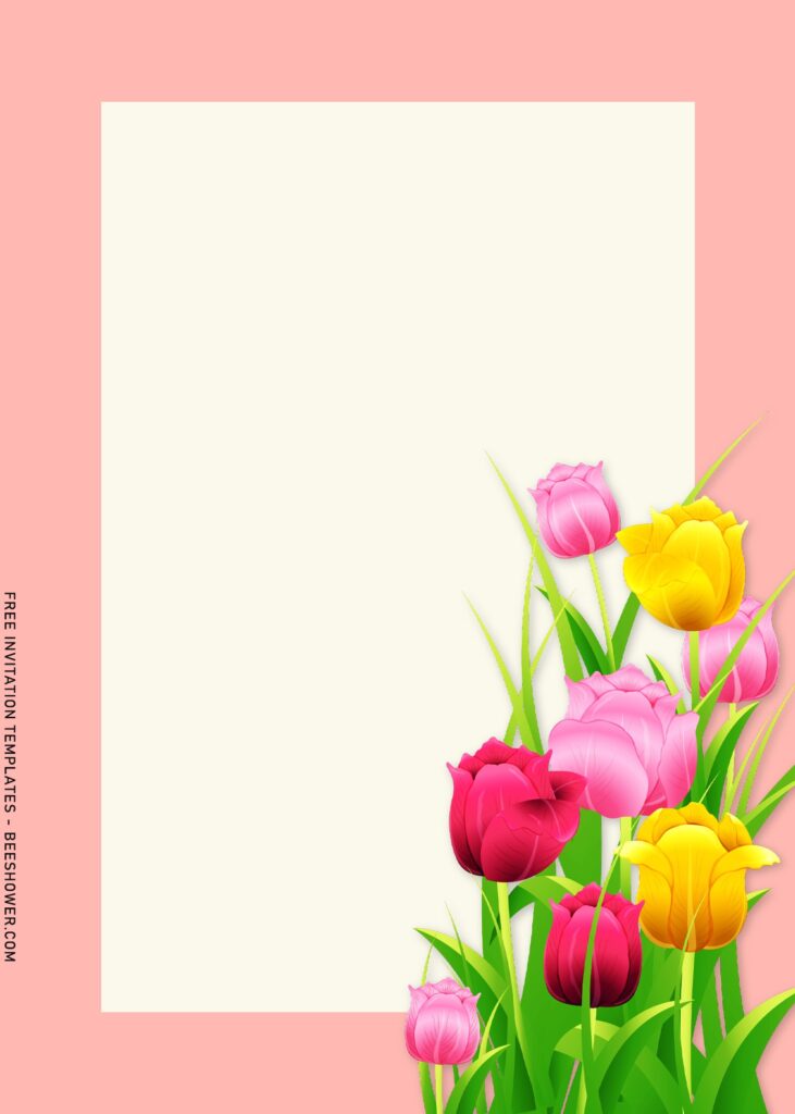 8+ Colorful Springtime Tulip Baby Shower Invitation Templates with variety of tulips in delicate hue