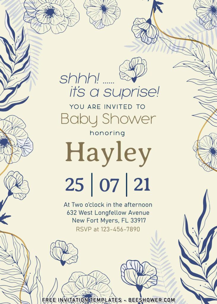 8+ Aesthetic Baby Shower Invitation Templates With Hand Drawn Foliage