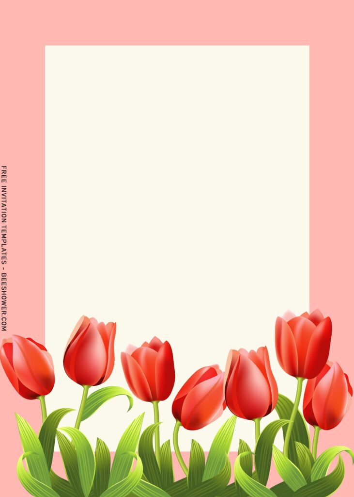 8+ Colorful Springtime Tulip Baby Shower Invitation Templates with red tulips