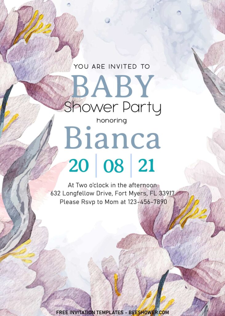 8+ Dusty Watercolor Floral Baby Shower Invitation Templates