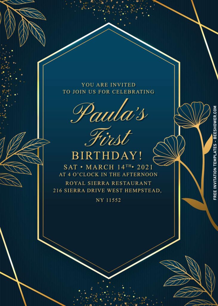 9+ Sparkling Gold Floral And Glitter Birthday Invitation Templates