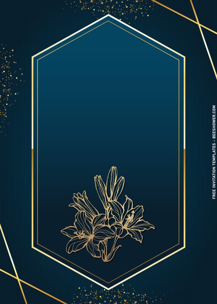 9+ Sparkling Gold Floral And Glitter Birthday Invitation Templates with luxury navy blue background
