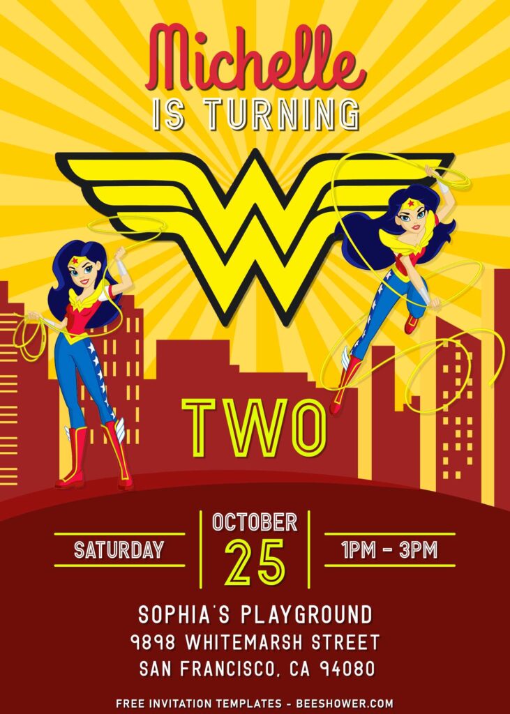 9+ Cartoon Chibi Wonder Woman Birthday Invitation Templates