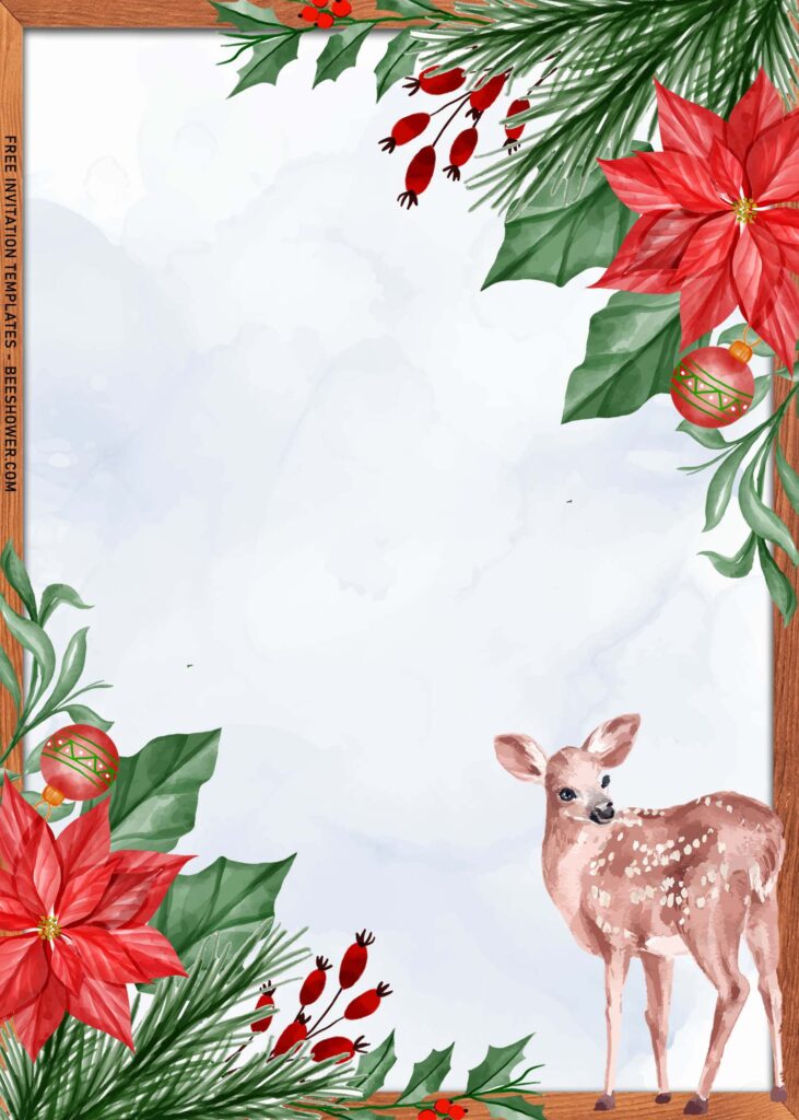 10+ Winter Jasmine And Red Rose Birthday Invitation Templates with forest deer