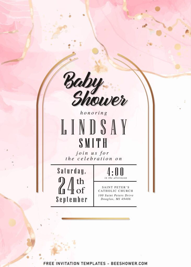 11+ Blush Pink Gold Arch Frame Baby Shower Invitation Templates