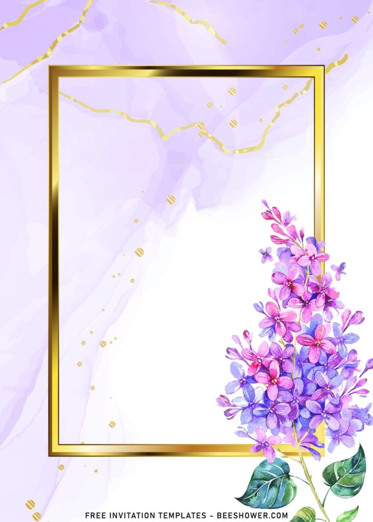 7+ Stunning Purple Floral Arrangement And Marble Shades Invitation Templates with Lavender