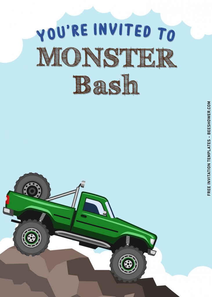 7+ Cute Monster Bash Boy Birthday Party Invitation Templates with beautiful sunny day background