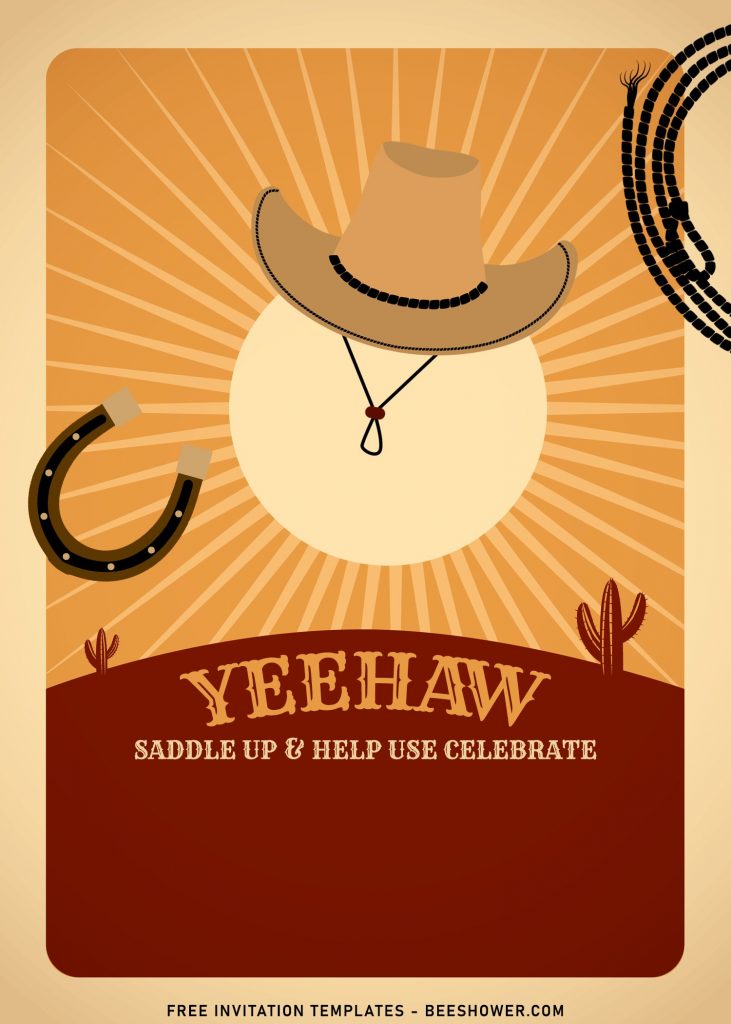 7+ Wild West Rodeo Birthday Invitation Templates with cowboy's hat and horse shoe and lasso